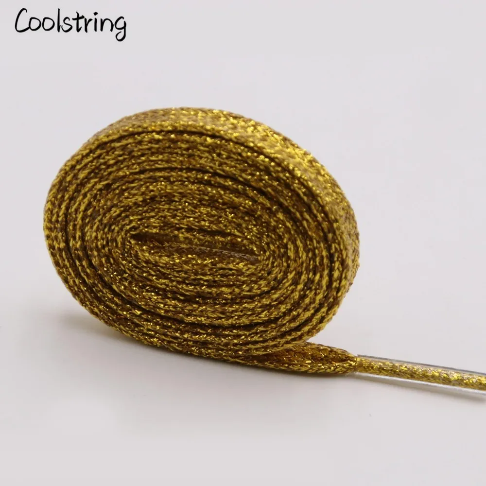 Coolstring Прохладный плоские блестящие шнурки Блестящие модные блестящие шнурки Рождество цвета Chic мерцающий 7 мм металлик