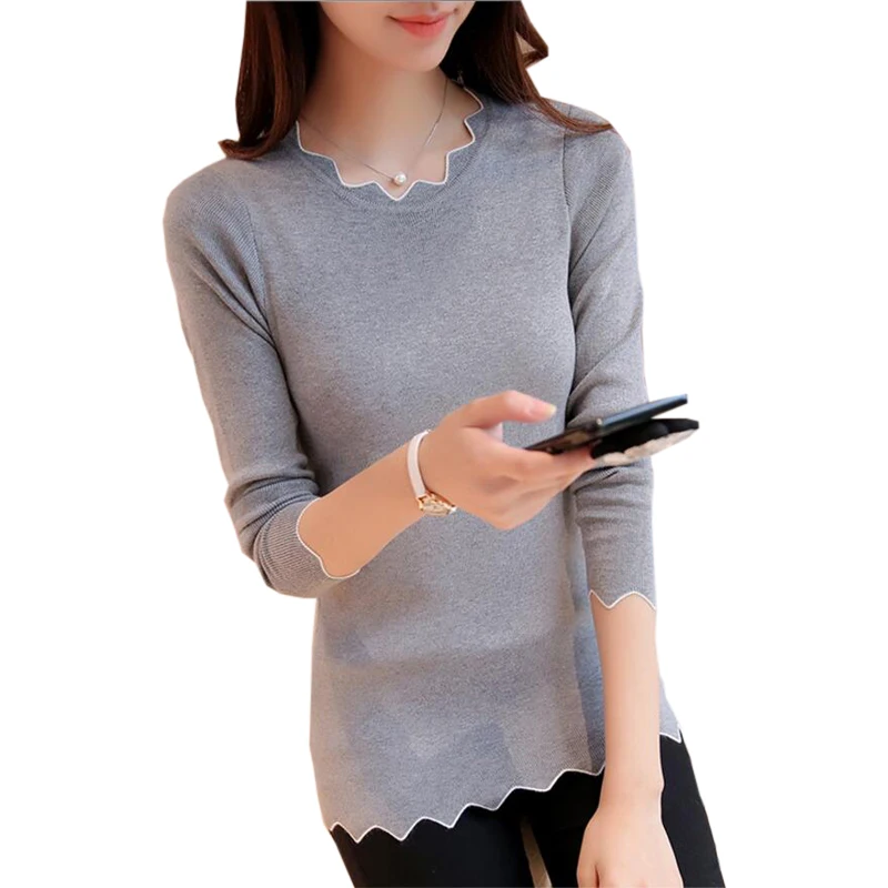 2018 Autumn Winter Women Cute Elegant O-Neck Loose Casual Knit Sweater Pullover Long Sleeve Spring Tops RE0777 | Женская одежда
