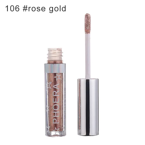 106 Rose Gold PHOERA жидкие тени для век Палитра металлик водянистые блестящие тени для век блестящие прочные перламутровые сверкающие Сияющие Fallout макияж TSLM2 - Цвет: 106 Rose Gold