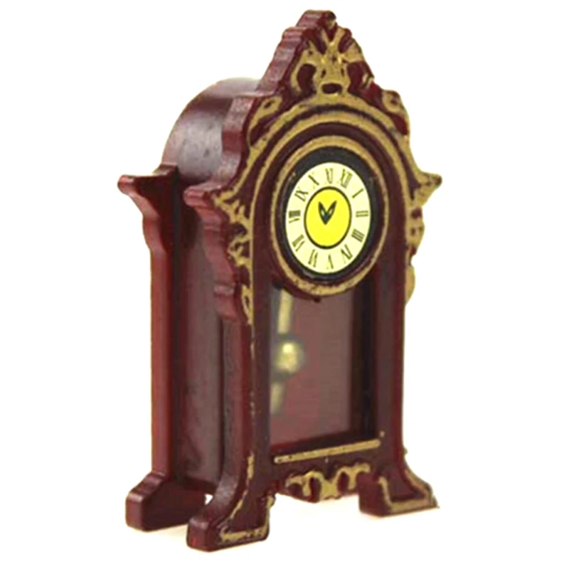 

1/12 Mini Wooden Pendulum Clock Simulation Furniture Model Toys for Doll House Decoration Dollhouse Miniature Accessories