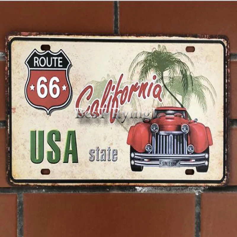 2 шт. винтажные металлические жестяные знаки Route 66 номер автомобиля номерной знак табличка Плакат Бар Клуб стены гаража украшения дома 16*30 см
