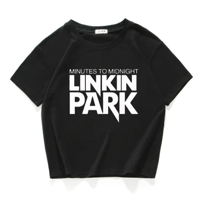 Модная Высококачественная женская футболка Linkin Park, повседневная короткая футболка из хлопка для девушек, женский свободный короткий топ, летние женские топы, футболка - Цвет: W145 black