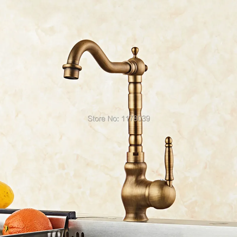 Смеситель для кухни из латуни под старину вращающийся смеситель с одной ручкой в