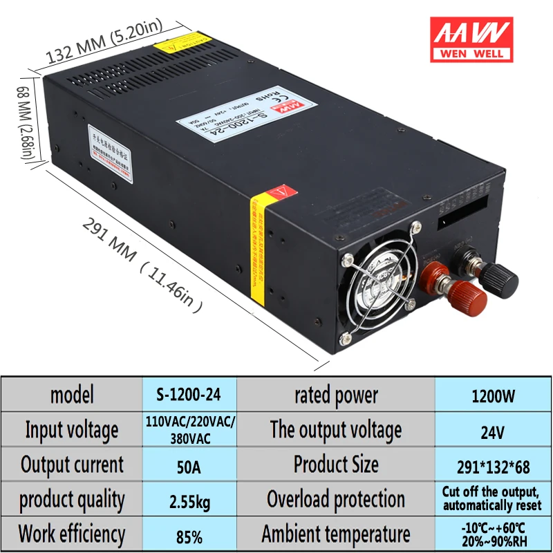 Промышленный импульсный источник питания S-1200W-24V50A/12 в а 36 В 33 А 48 25 60 80