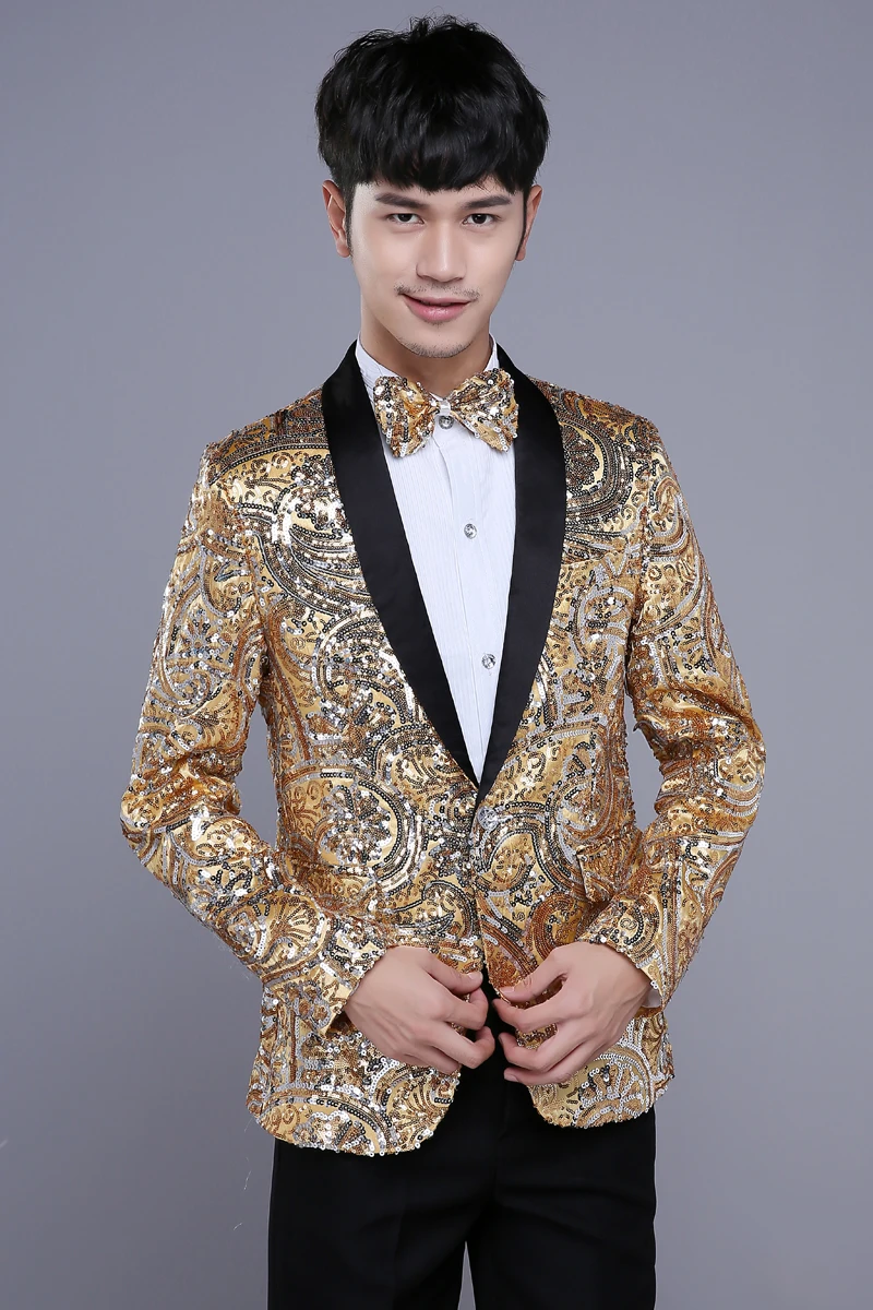 Блейзер с желтыми и красными блестками для ведущей модное свадебное платье