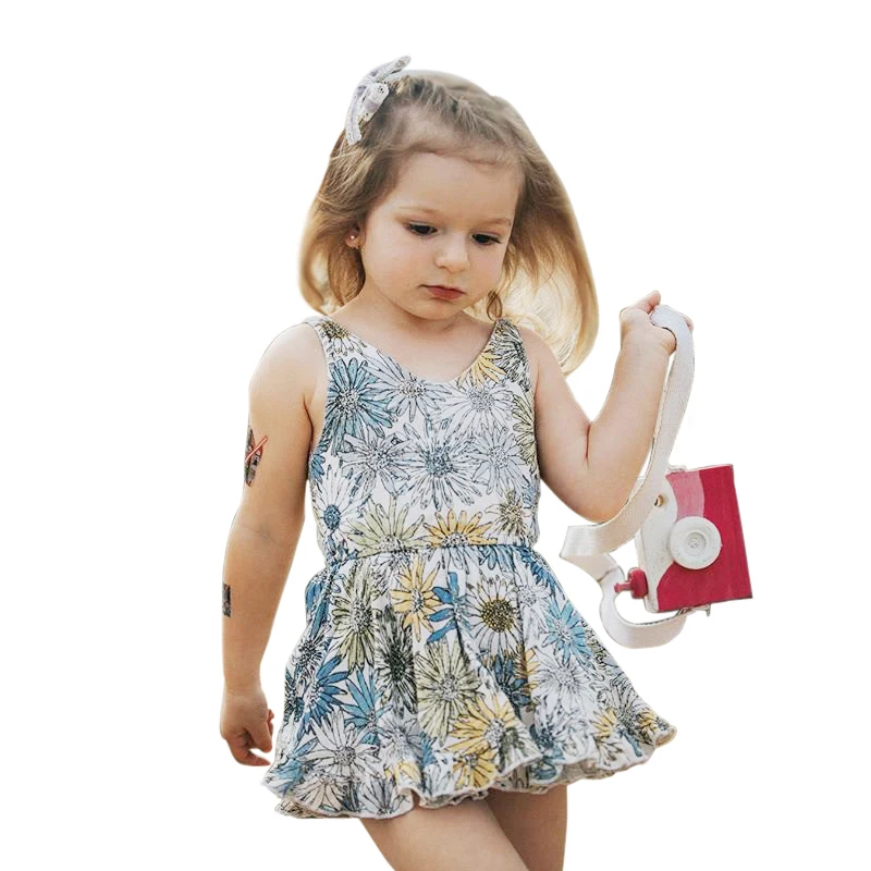 Новинка 2019 Цветочное платье в стиле бохо для маленьких принцесс Детский сарафан