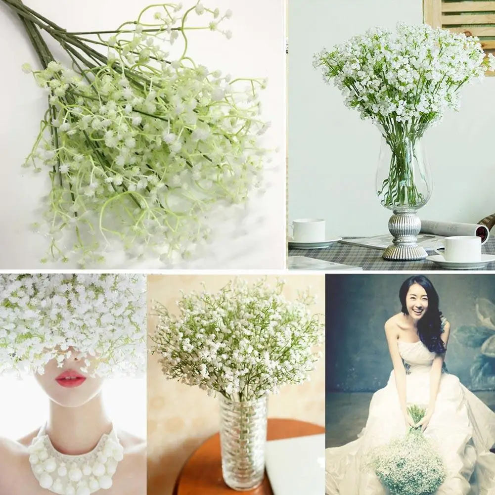 12 шт. Искусственные цветы Гипсофилы Декоративные искусственные из шелка белая