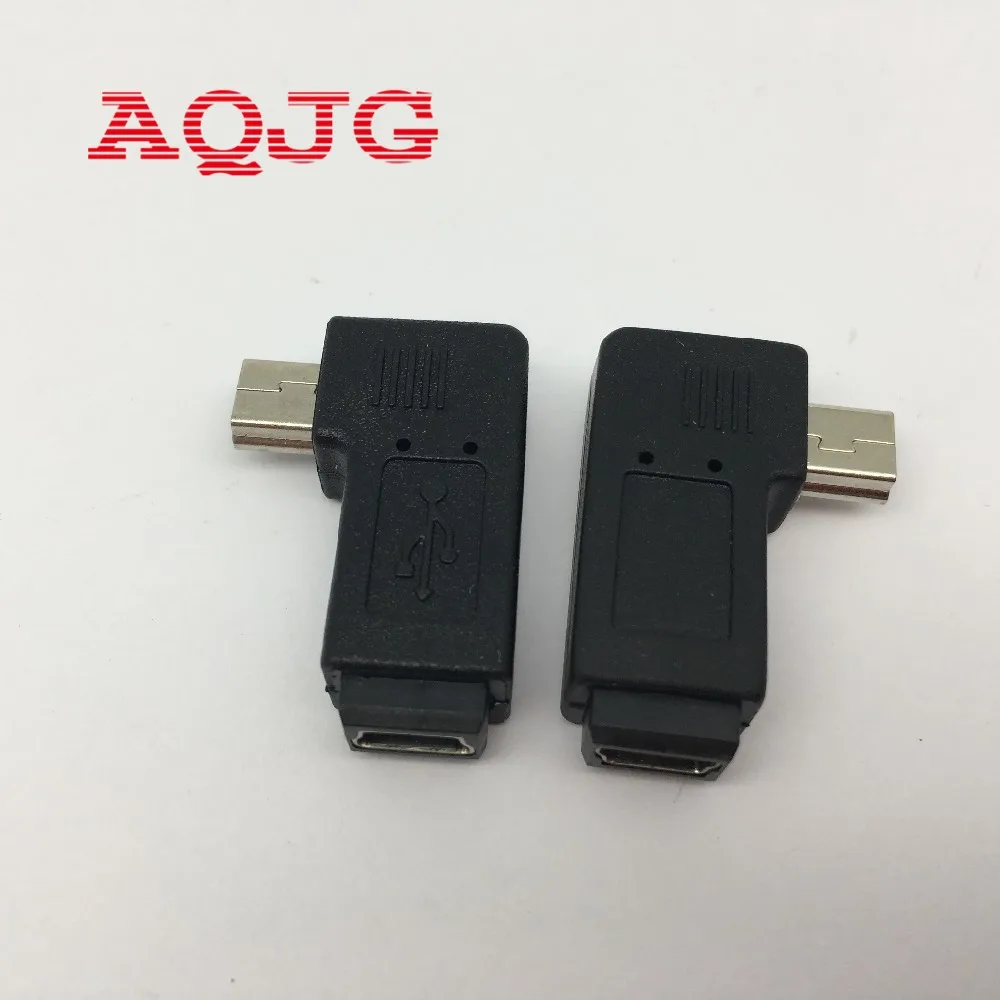 Переходник AQJG с Mini USB Мама на 5Pin папа под углом 90 градусов правый адаптер