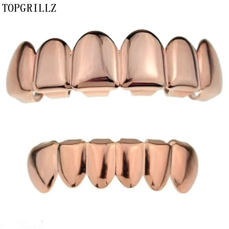 Фото TOPGRILLZ Глянцевые золотые посеребренные зубы в стиле хип-хоп Grillz 6 верхних и 6 нижних грилей с силиконовыми блестящими наборами зубов вампира №4