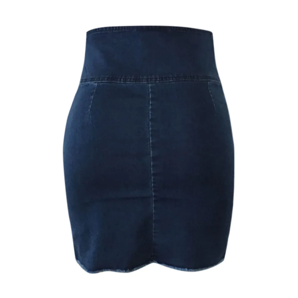 

Women's Fashion High Waist Solid Casual Denim Bodycon Lace Up Short Jean Skirt L0315