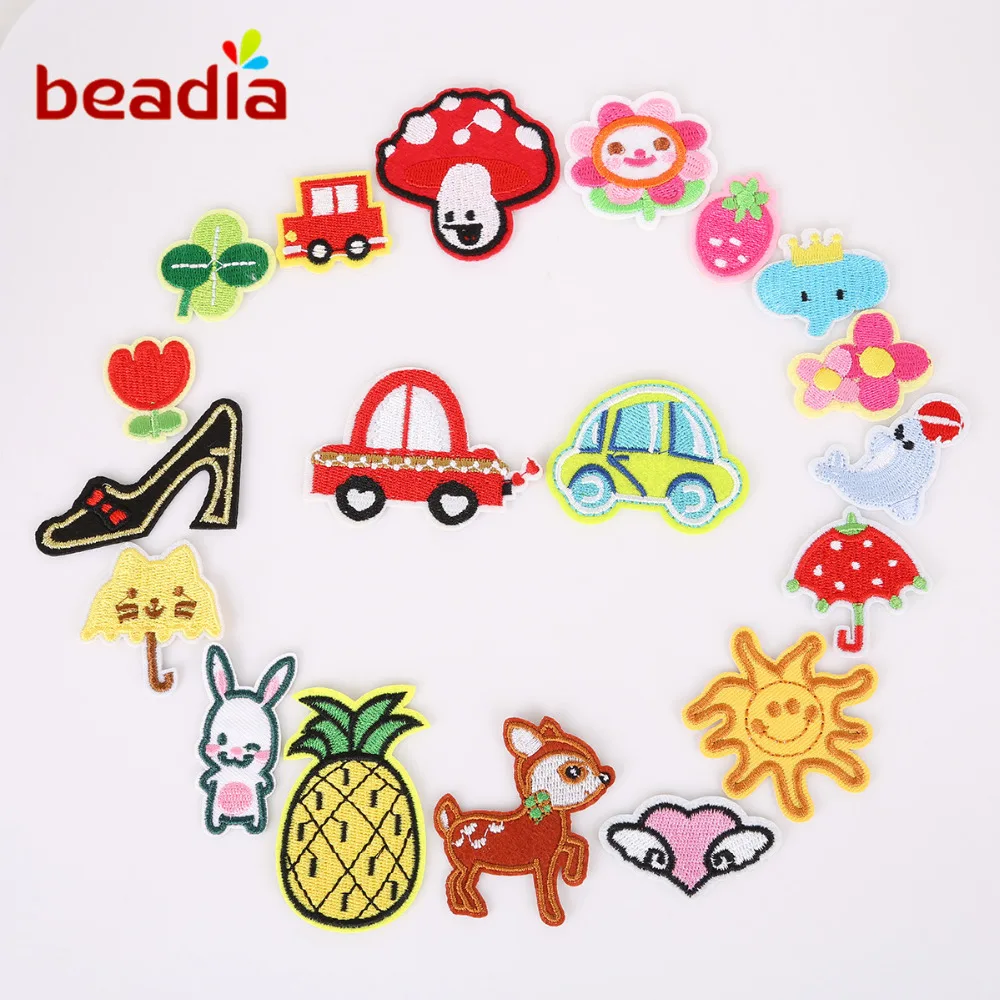 Наклейки с вышитыми пайетками в форме фруктов/животных 19 шт./набор | Дом и сад