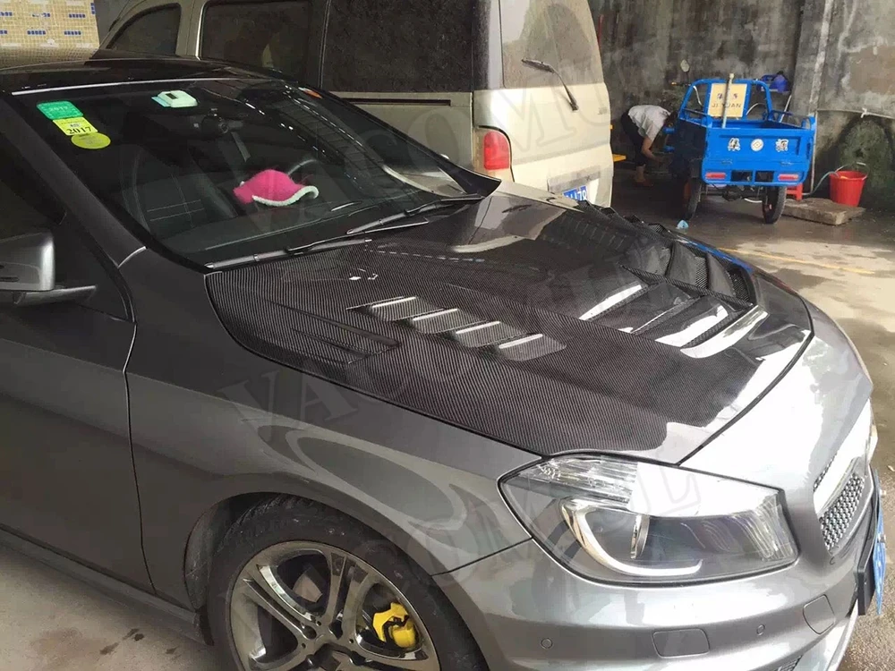 Класс карбоновое волокно передний бампер двигателя капоты крышки для Mercedes Benz W176 A180 A200 A250 AMG A45 13-16