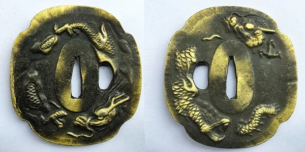 dragon 9 Японский меч катана вакидзаси Танто интимные аксессуары Высокое качество сплава животных Бронзовый Tsuba и Fuchi Кашира Menuki - Цвет: dragon 9