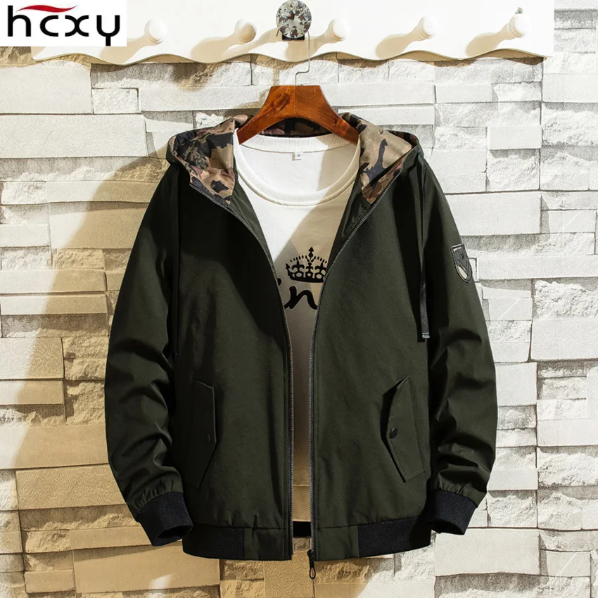 HCXY 2019 Высококачественная Осенняя новая мужская куртка с капюшоном верхняя
