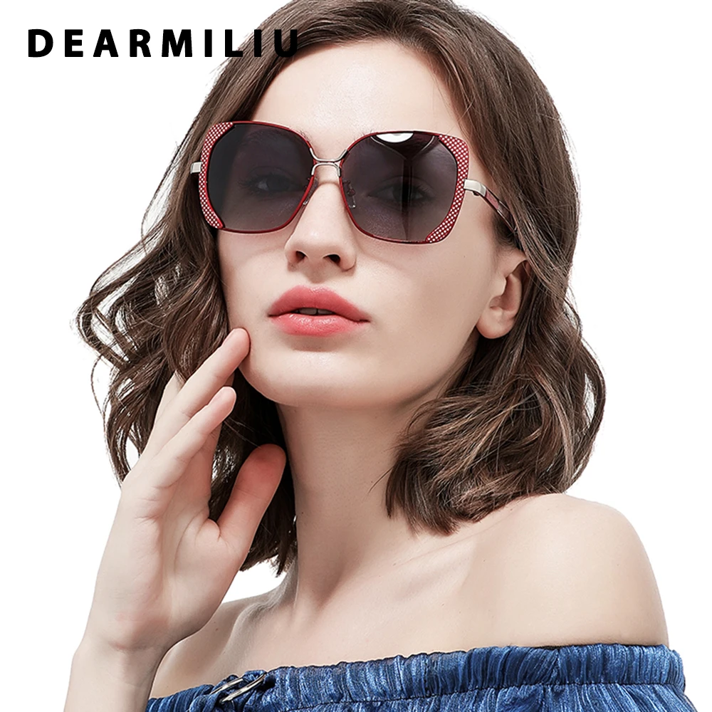 Женские поляризационные солнцезащитные очки DEARMILIU красные оверсайз для вождения