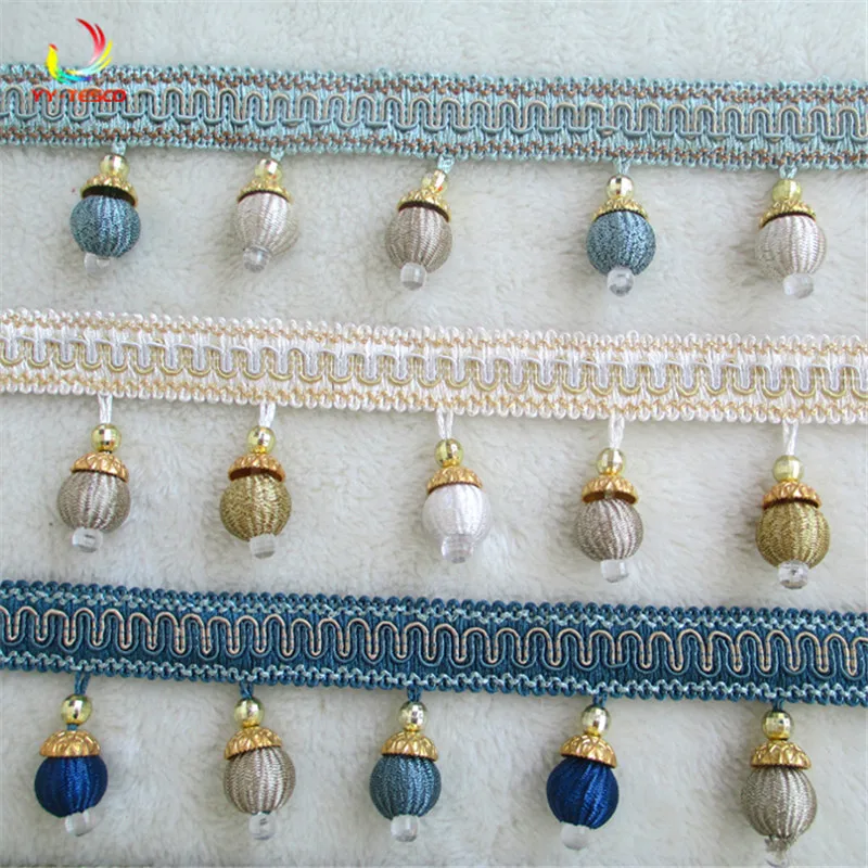 

Deluxe Fringes Curtain Sofa Cover Pillow Trims Valance Decorative Polyester Tassel Drops Lace Trimming 6.5cm Sell By meters