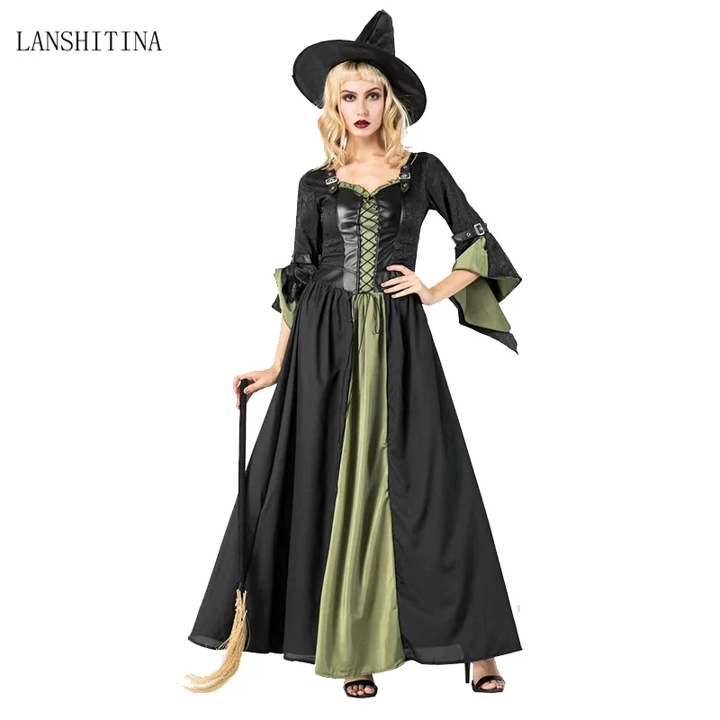 LANSHITINA высококачественный костюм ведьмы роскошный Женский карнавальный для
