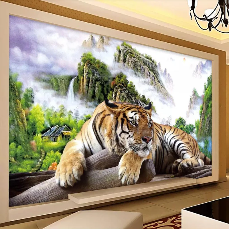 

Decorative wallpaper series Tiger, mountain tiger, tiger king, King's domineering TV sofa living room background
