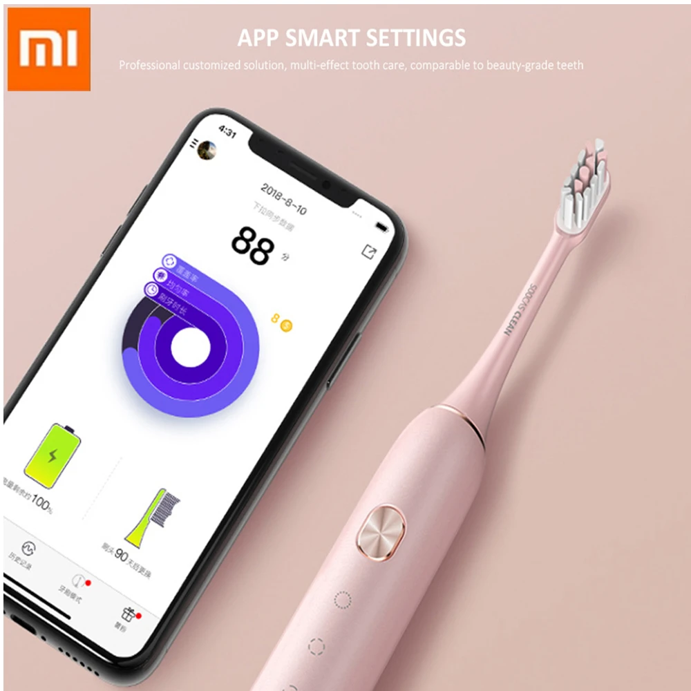 Xiao mi Soocare Soocas электрическая Sonic Smart Teethbrush Bluetooth Водонепроницаемый Беспроводной