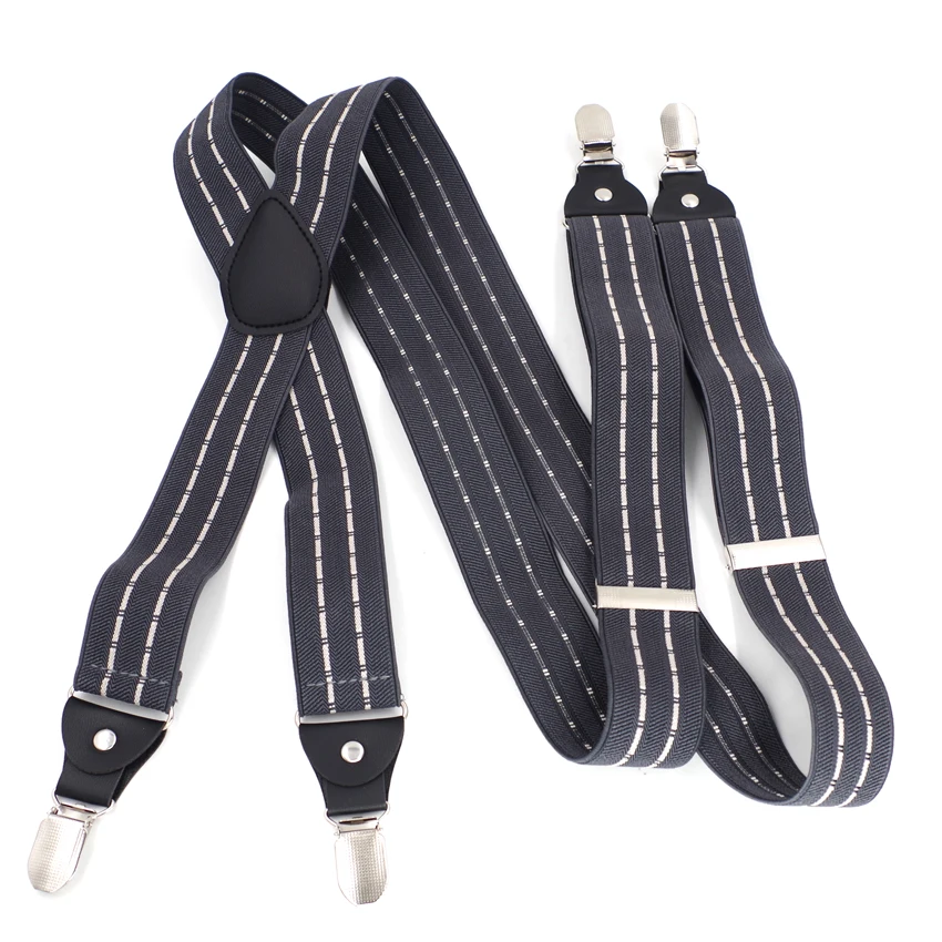 Мужские подтяжки из искусственной кожи 4 зажима регулируемый ремень подарок для