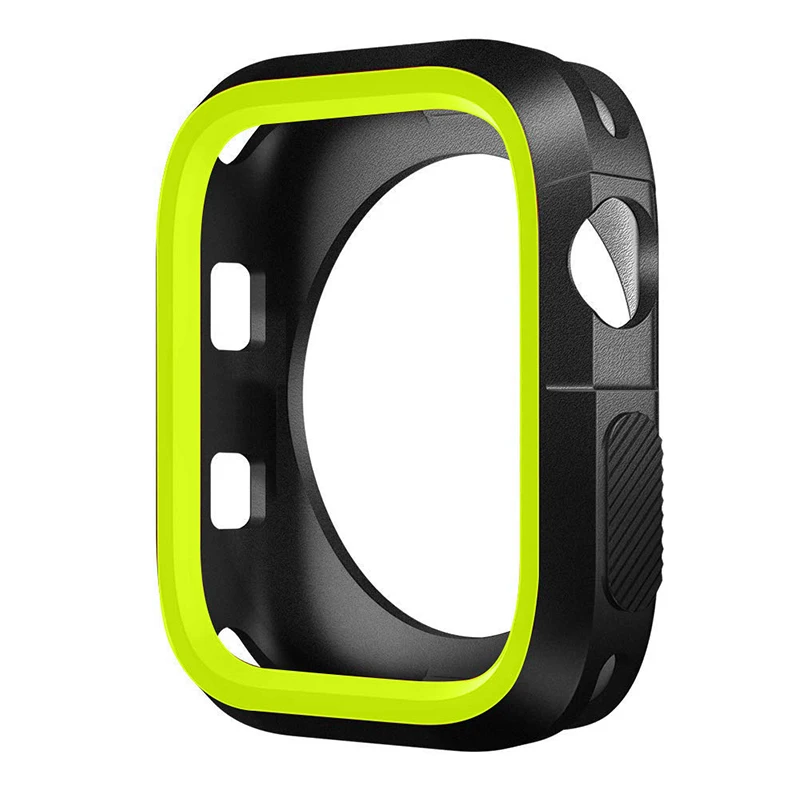 black yellow MDNEN 42 мм 38 мм анти-осенний чехол для Apple Watch чехол для Iwatch 1 2 3 4 Мягкий силиконовый чехол 40 мм 44 мм спортивный Чехол - Цвет: black yellow
