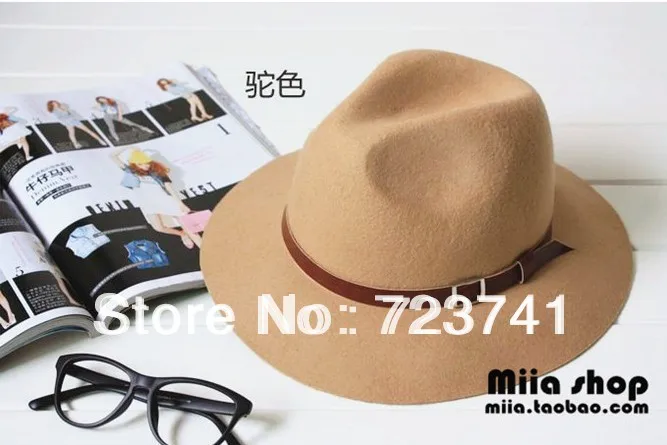 В наличии! Новинка 2017 модная женская шерстяная шляпа с большими полями шапки fedoras