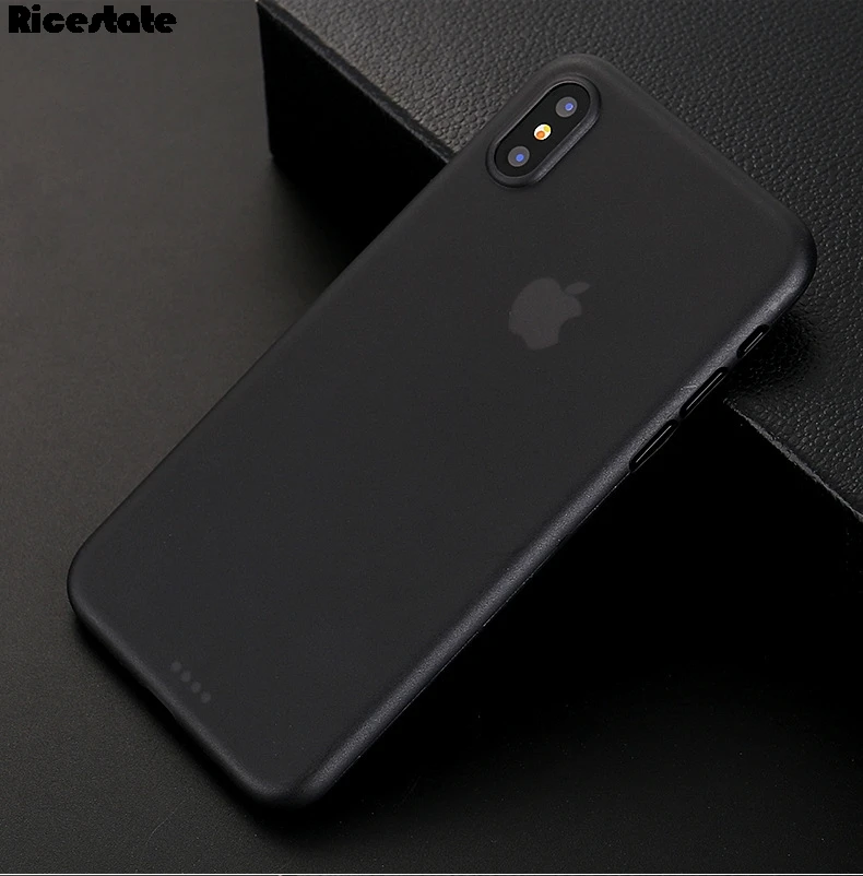 Translucent black Ультратонкий матовый чехол Ricestate для iphone 11 Pro X XR XS MAX, чехол для iphone 6, 6s, 7, 8 Plus, матовая задняя крышка, защитный чехол - Цвет: Translucent black