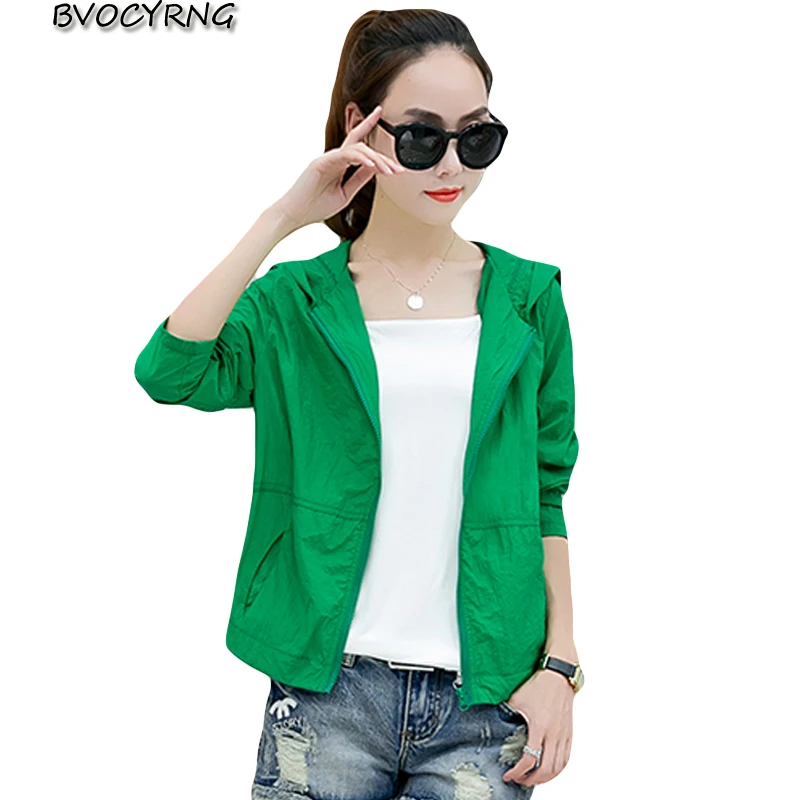 

New Spring Female Jackets Fashion Clothing Coats Women Windbreaker Sun Protection Ultra Light Thin Summer Jacket Coat Tops A0611