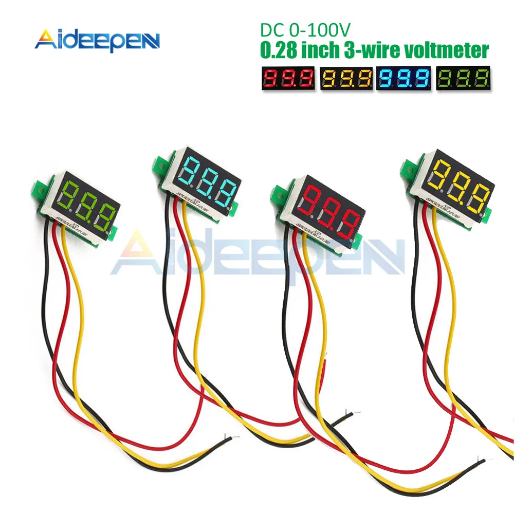 

0.28 inch DC LED Digital Voltmeter 0-100V Voltage Meter Auto Car Mobile Power Voltage Tester Detector 12V Red Green Blue Yellow