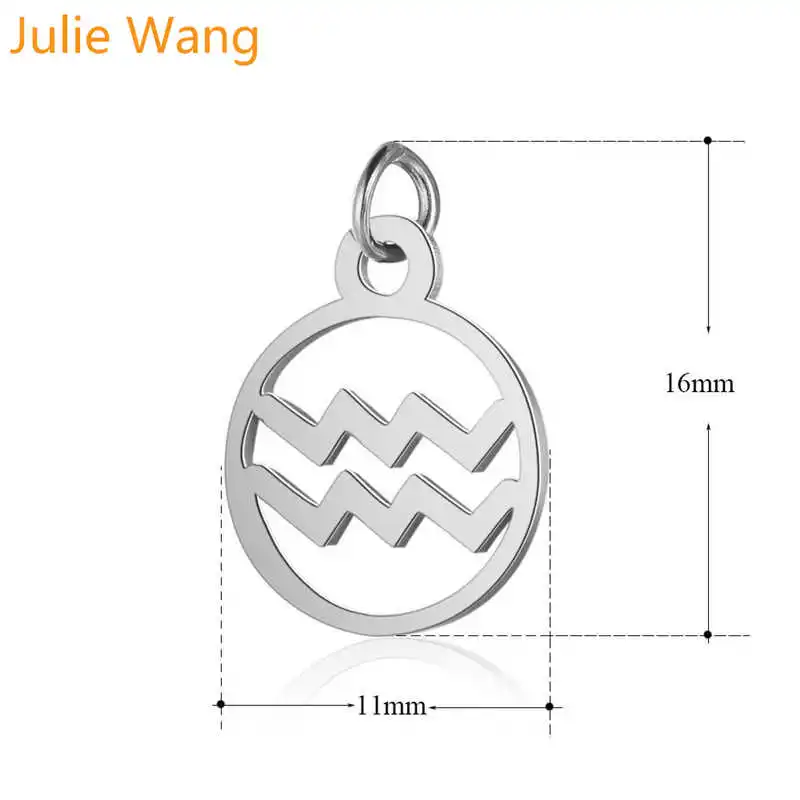 Julie Wang 5 шт. 12 созвездия зодиака шармы из нержавеющей стали Модное Имя ожерелье