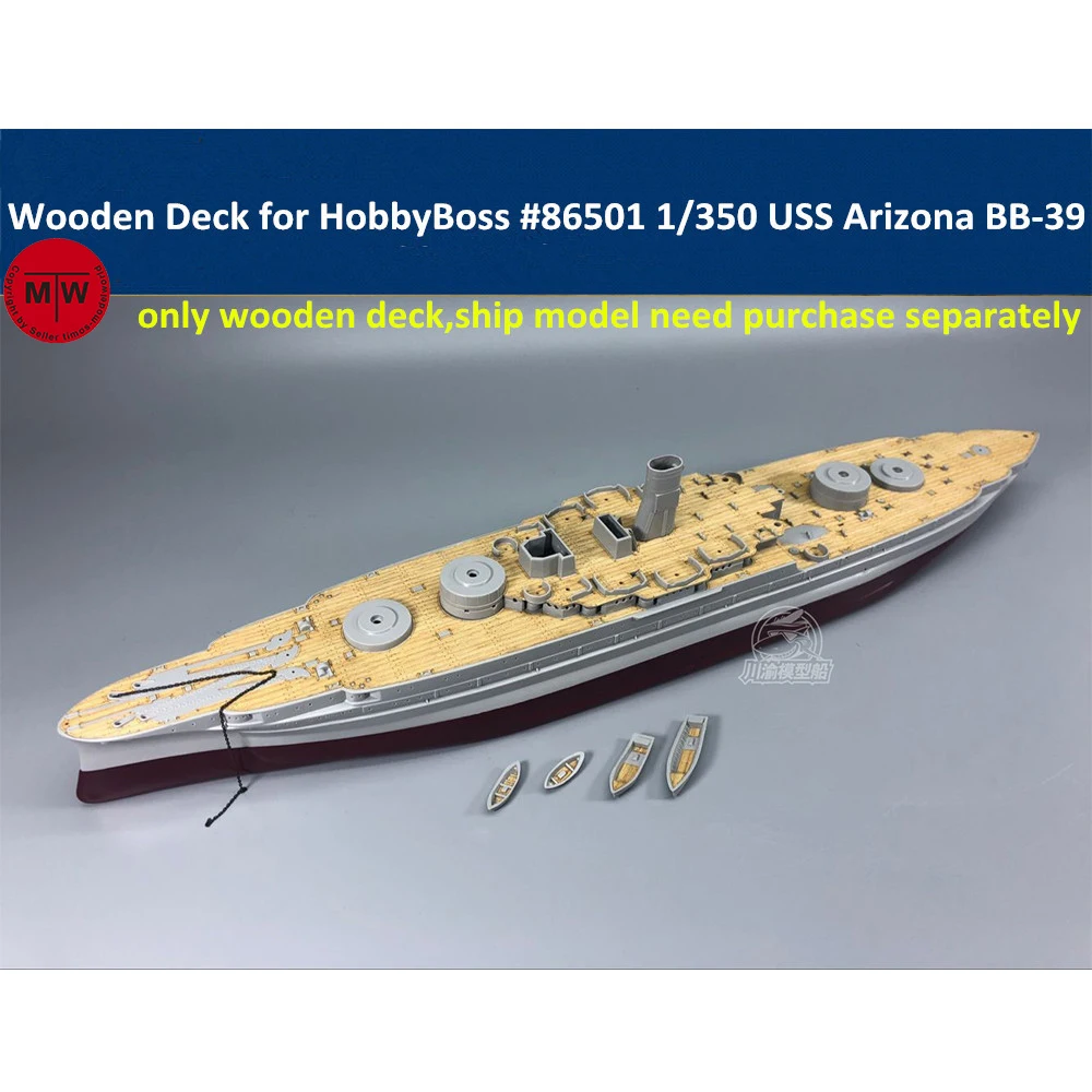Cubierta de madera a escala 1/350 para HobbyBoss 86501, modelo de barco de USS, aberturas, BB-39, 1941, CY350046