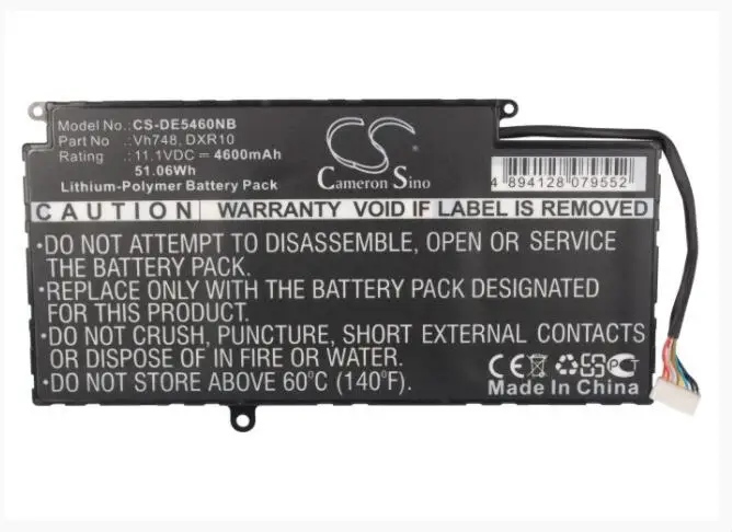 

Аккумулятор Cameron Sino 4600 мАч для ноутбука DELL Vostro 5460 5470 DXR10 VH748, Аккумулятор для ноутбука
