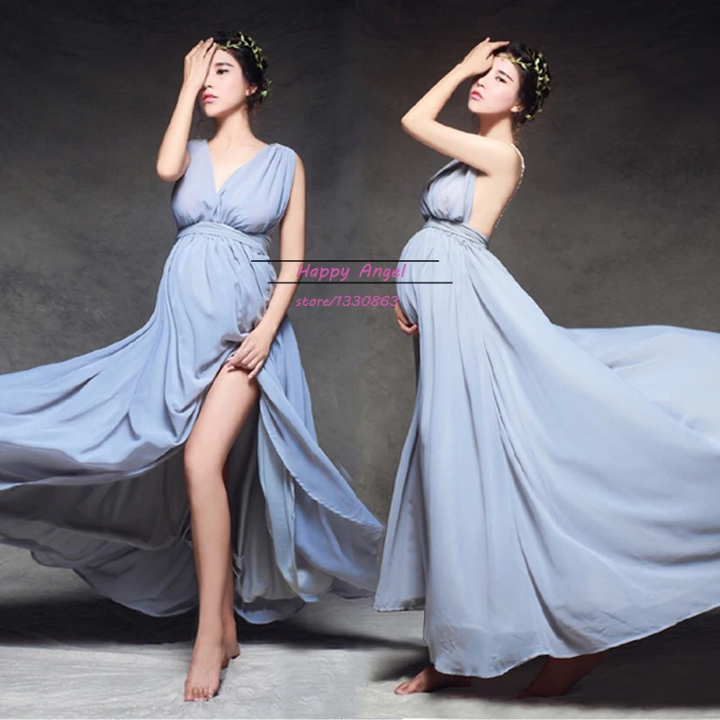 Maternity women Fashion Photography Props Elegant long Maxi Gown Backless lace Dress Fancy Baby shower Party Evening Bridesmaid