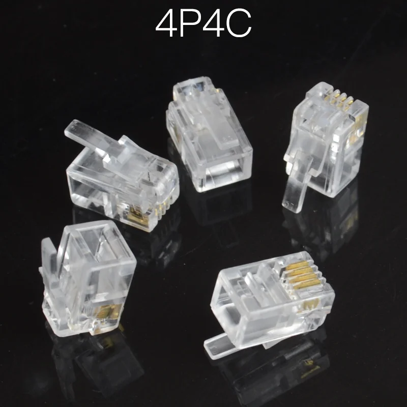 4 контактный модульный разъем 4P4C с контактами и разъемом RJ11 50 шт.|connector rj11|connector