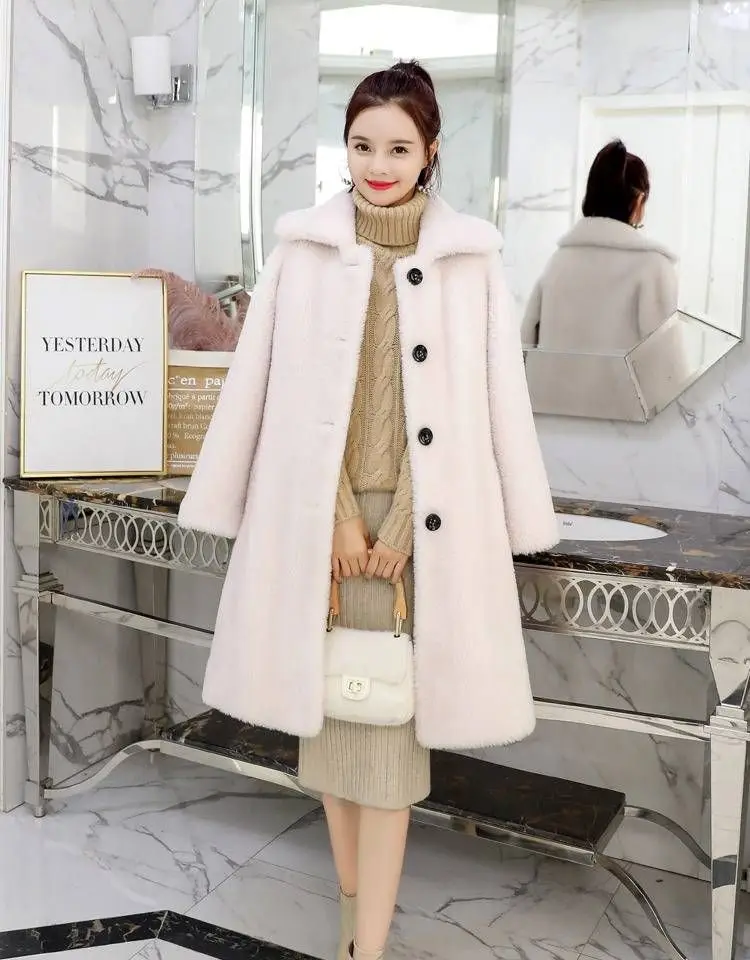 Youth clothing for women Faux fur coat womens Plush famale jacket elegant Imitation lambswool warm fur coats Autumn-Winter 4589