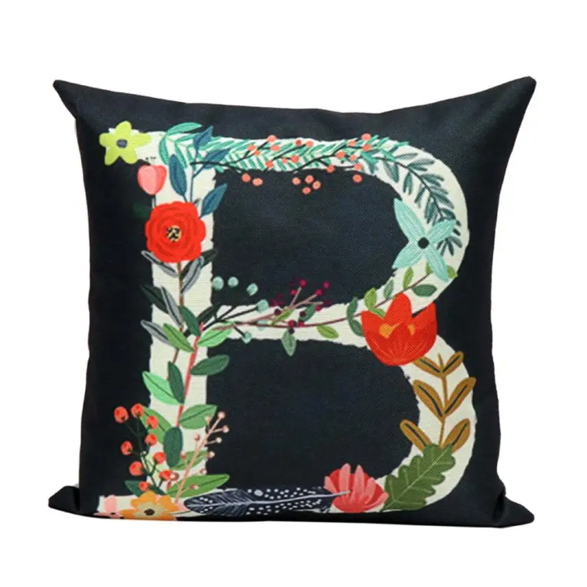Ouneed 2018 простой Стиль цветок буквы-подушки диван талии Бросок Чехлы Home Decor 45*45 см |