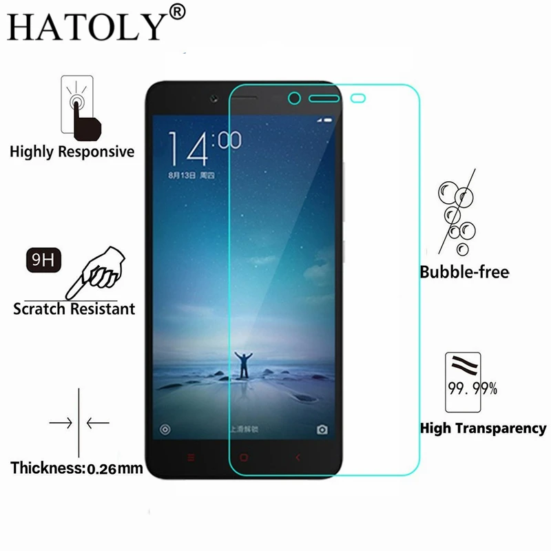 2pcs tempered glass for xiaomi redmi note 2 screen protector for xiaomi redmi note 2 film xiaomi redmi note 2 glass hatoly free global shipping