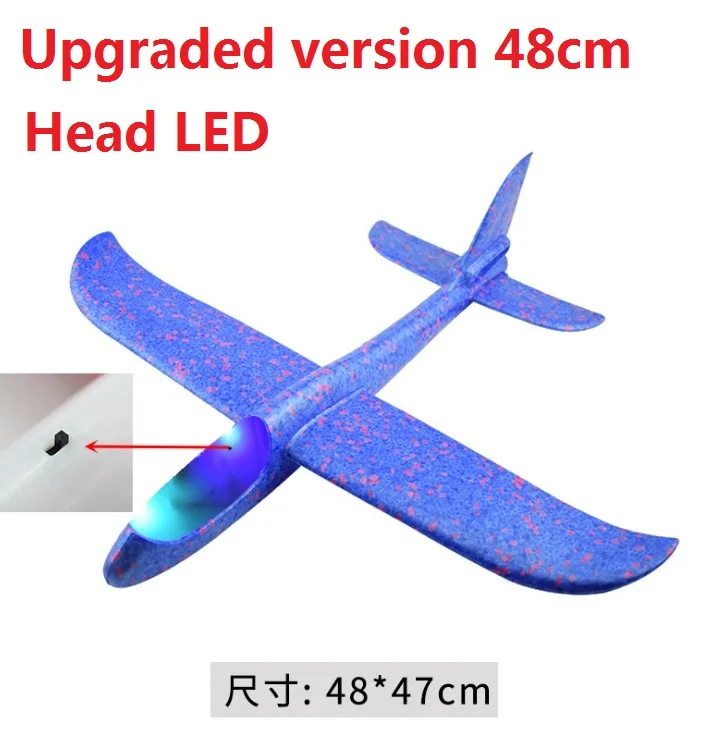 LED Blue 48cm Ручной бросок Самолет EPP пена Открытый Запуск Plane Самолет детские игрушки 48 см интересный Запуск метание Инерционная модель подарочные игрушки - Цвет: LED Blue 48cm