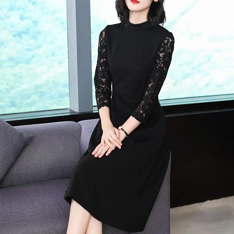 Autumn Dresses Office Lady dresses women clothes 2018 NEW fashion Ruffles dress lace sleeves casual | Женская одежда