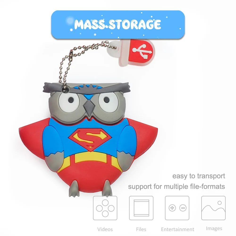 LEIZHAN милый USB флеш-накопитель супер Сова Флешка карта памяти с цепочкой и