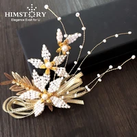 himstory handmade bridal hairpins wedding hair accessories headdress pearl jewelry women crystal beads hair accessory hairgrips