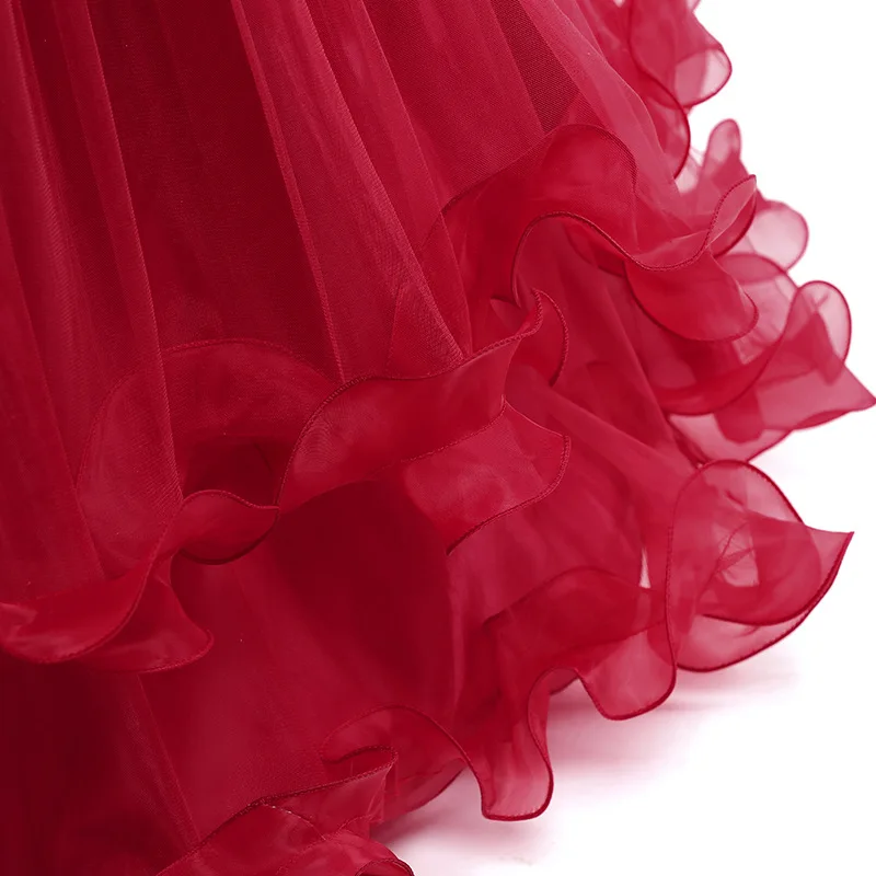 Kid Wedding Dress Girl Party Dresses Elegant Ball Gowns 4 To 14 Years Navy Burgundy Prom for Special Occasions | Детская одежда и