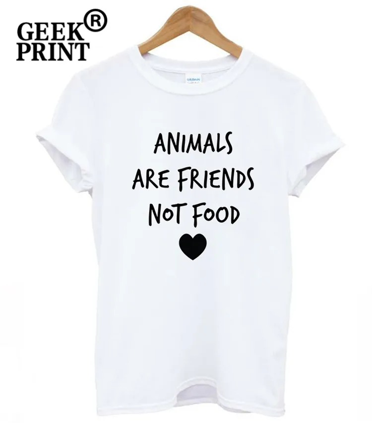 Animals Are Friends not food Женская забавная футболка с принтом логотипа футболки для леди