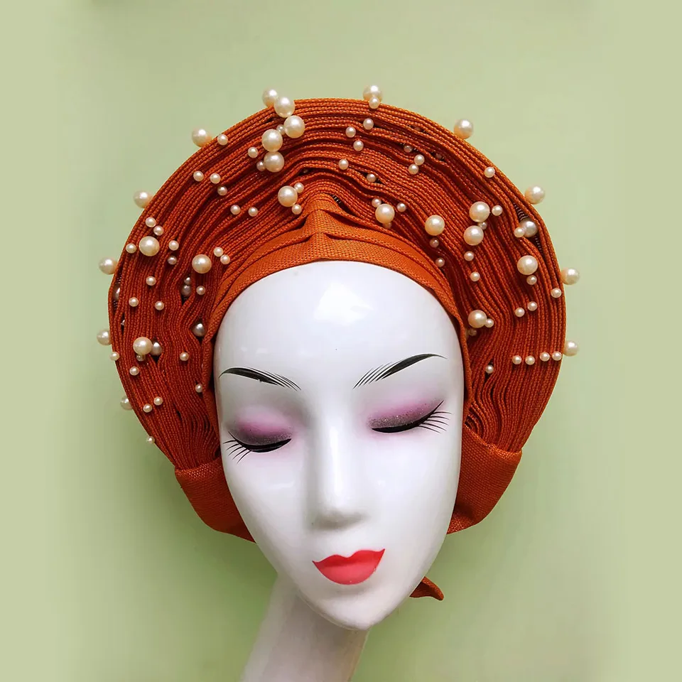 Новейший Авто геле готовые Aso oke Зеленый Африканский головной убор женская шляпа