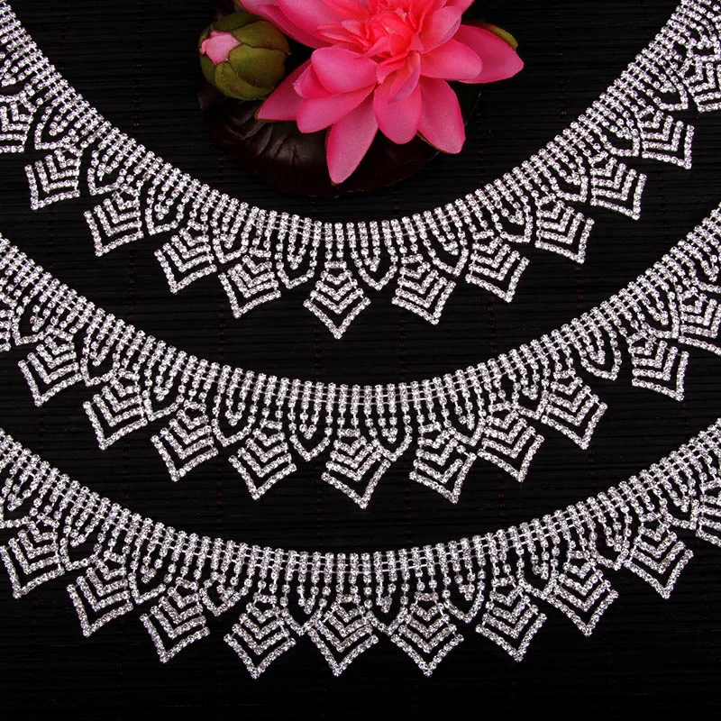 Бесплатная доставка 5 ярдов аппликация из горного хрусталя для свадебной цепочки