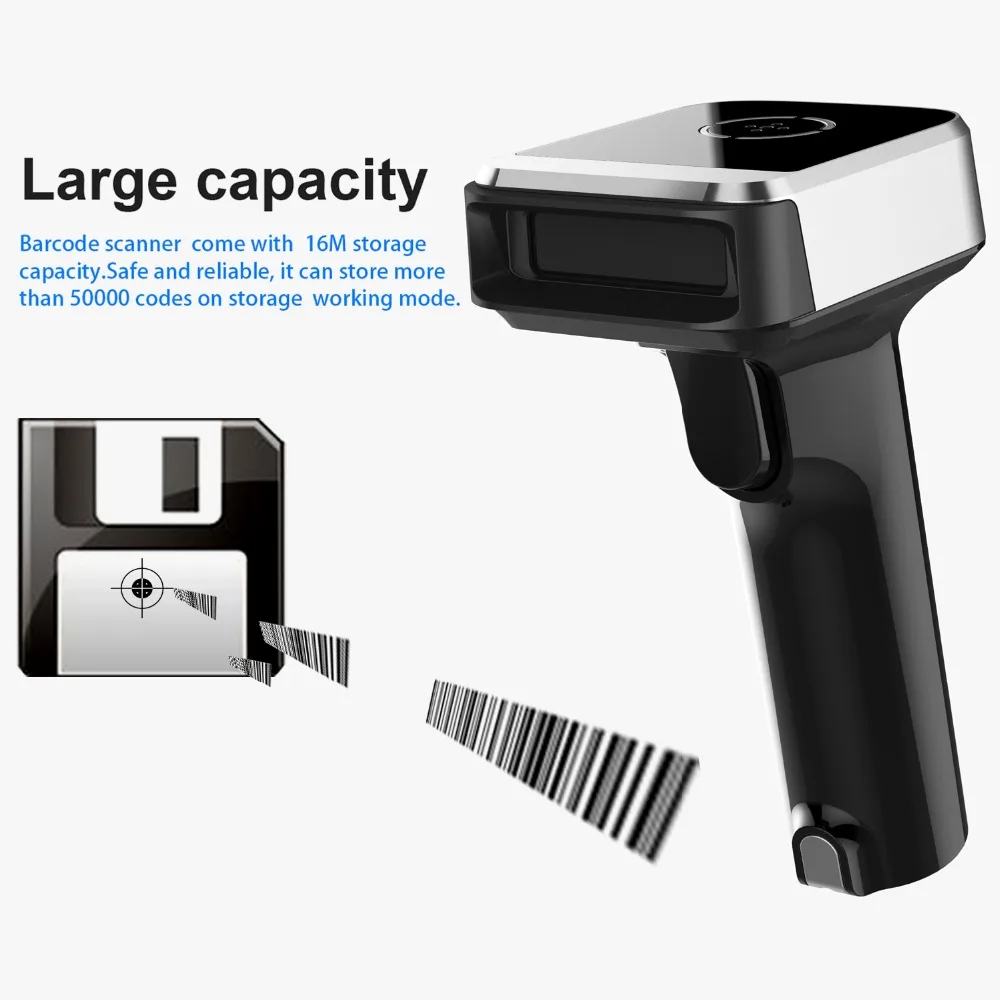 1D 2D Bluetooth сканер штрих кода беспроводной PDF 417 Data Matrix считыватель QR 30 100 метров
