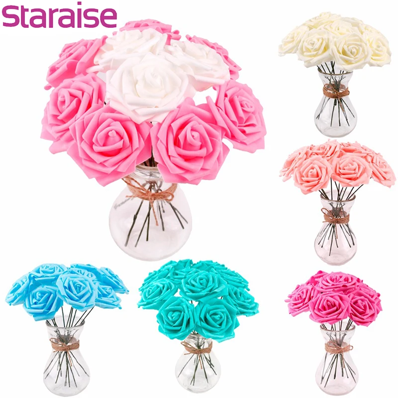 Staraise 10 голов искусственный цветок букет полиэтиленовый пенопласт невесты Роза