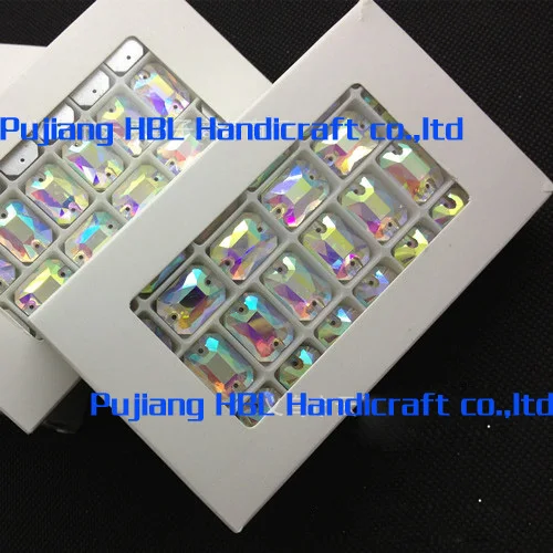 Newest !! 112pcs/lot 13*18mm white AB color two holes glass handcraft sew on stone long octagonal shaped crystal loose beads | Дом и сад