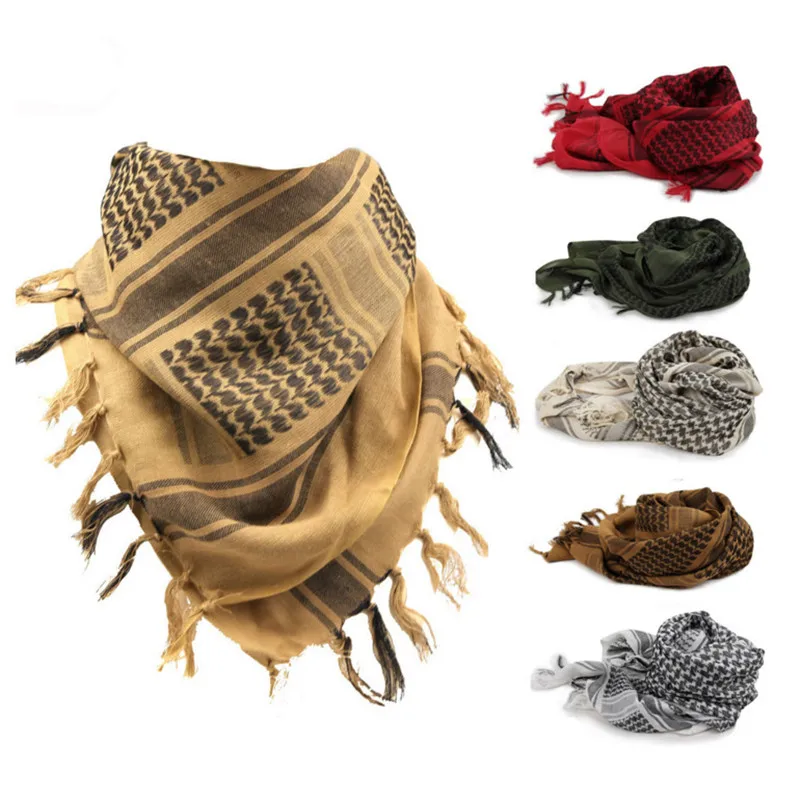 

100% Cotton Muslim Arabic Style Scarves Military Tactical Desert Shawl Windy Windproof Scarf High Quality Neck Cover Head Wrap