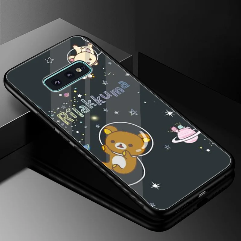 Стеклянный чехол Desxz Rilakkuma из ТПУ для Samsung Galaxy Note 8 9 S10 S7 Edge S8 S9 Plus | Мобильные
